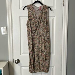 Leota geometric shapes multicolor wrap dress (L) 90s like print